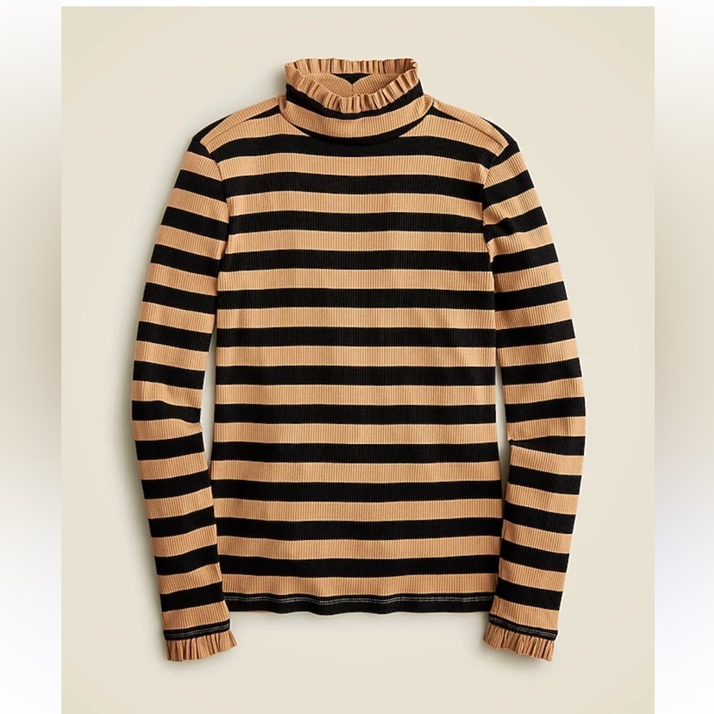 J. Crew Black and Tan Ribbed Top